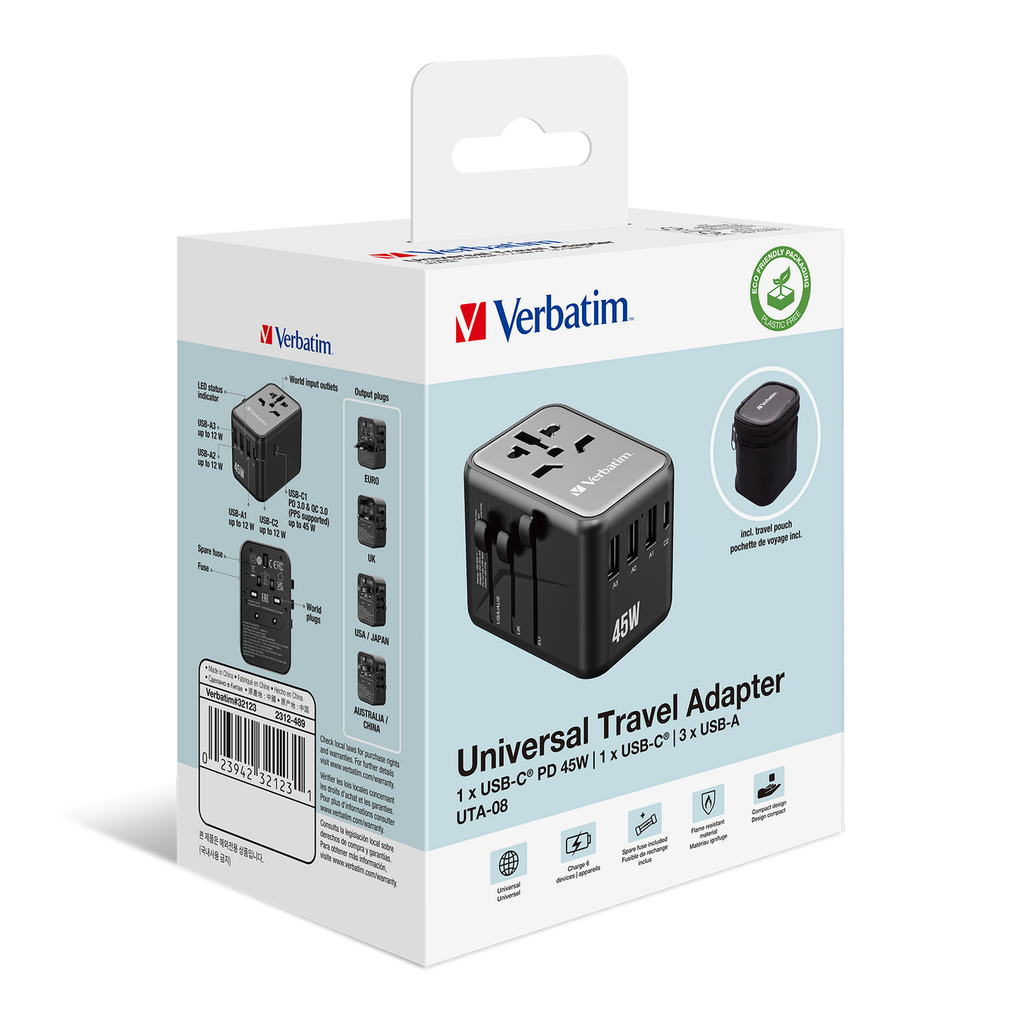 5端口45W通用旅行轉插 (UTA-08) 32123