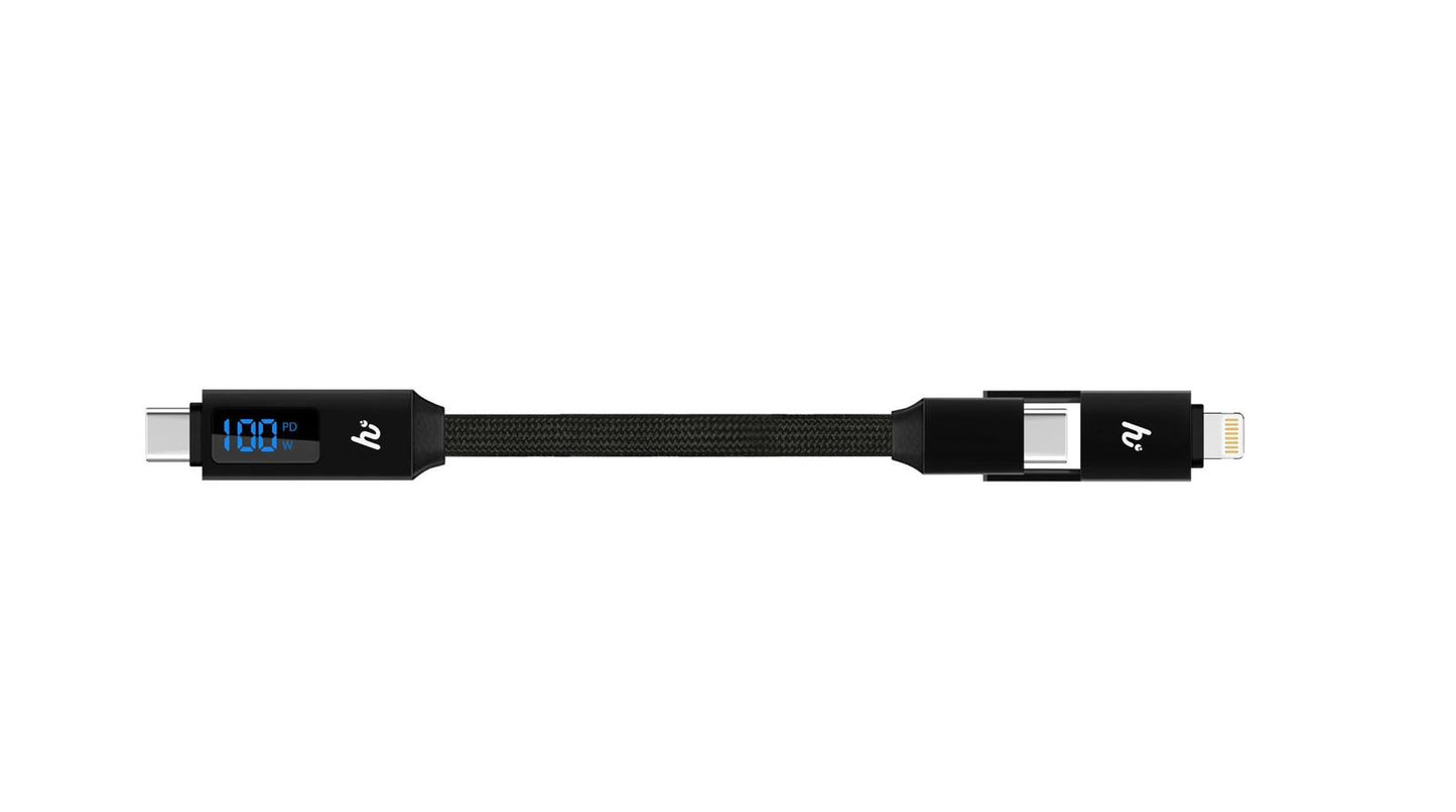 15cm PD 3.0 100W Magnetic Lock 2合1 USB-C + Lightning 充電線