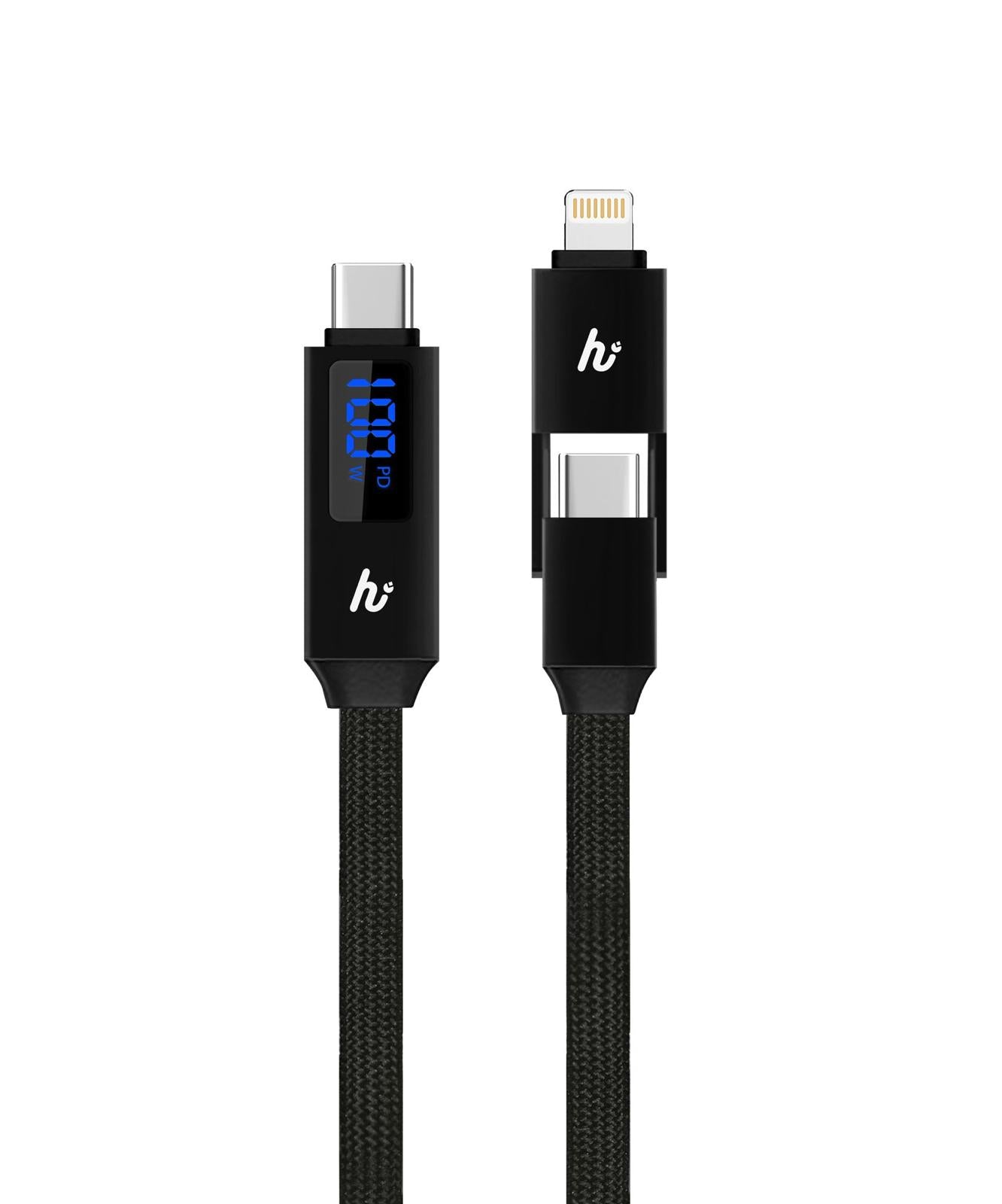15cm PD 3.0 100W Magnetic Lock 2合1 USB-C + Lightning 充電線