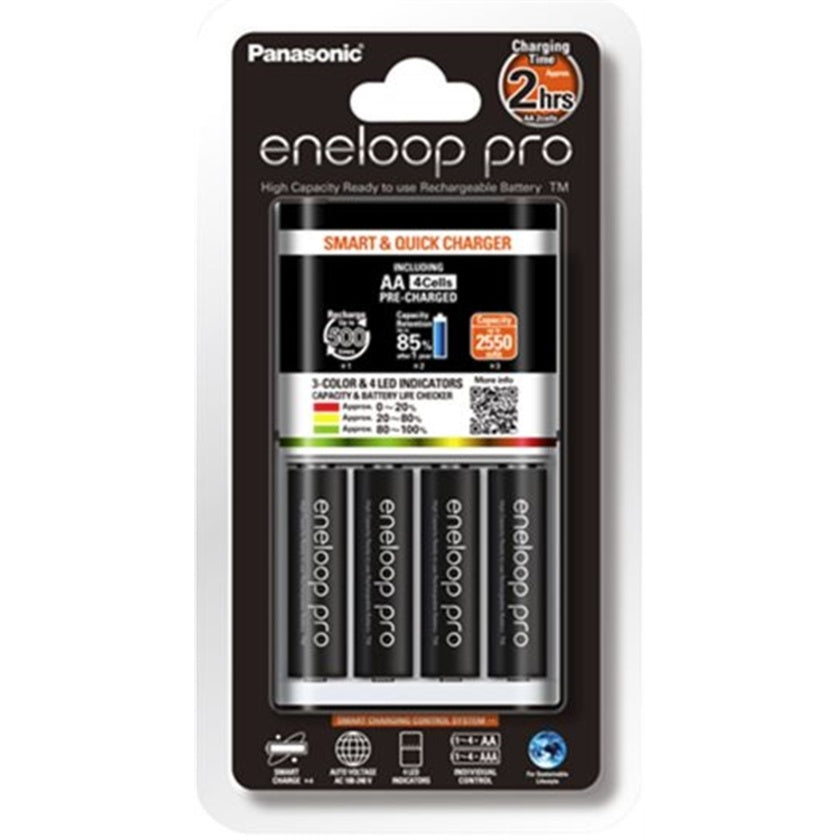 Eneloop PRO 快速充電器 連 AA 2550mAH 高容量充電池 套裝 火牛 4粒裝