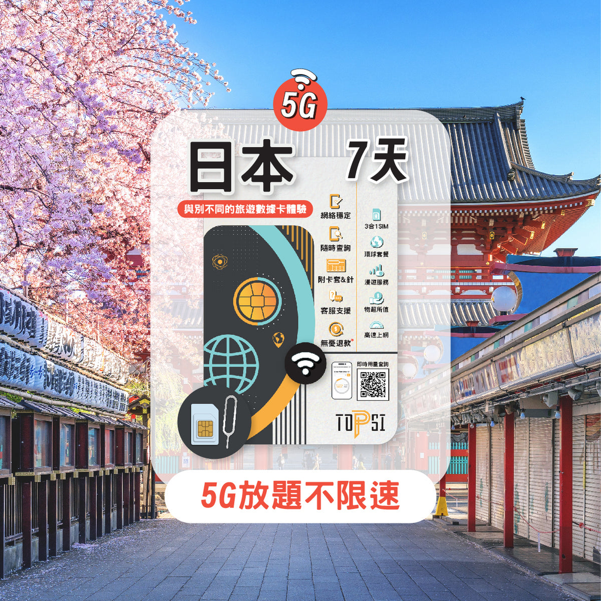 【5G放題】日本 5-15天 不限速 數據卡 | SIM卡 | 上網卡 | Softbank / KDDI
