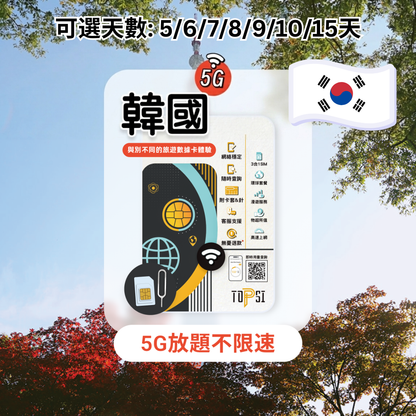 【5G放題】韓國 5-15天 不限速 數據卡 | SIM卡 | 上網卡 | SK Telecom / LG